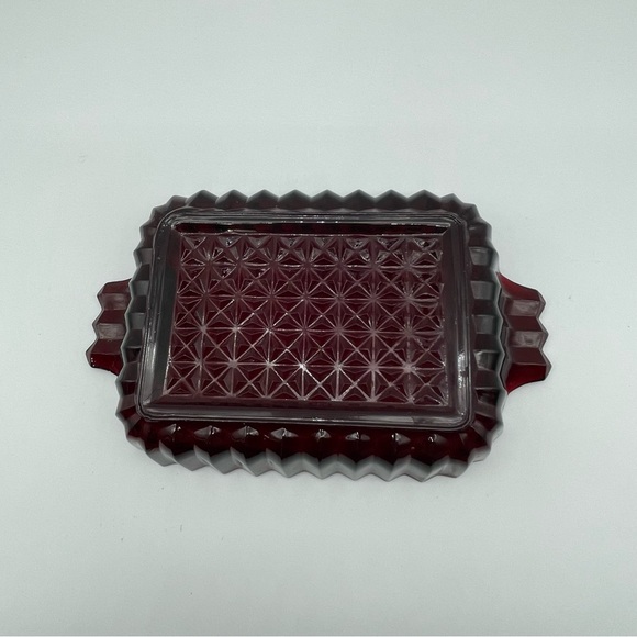 Anchor Hocking Ruby Red double handle starburst dish - Picture 4 of 7